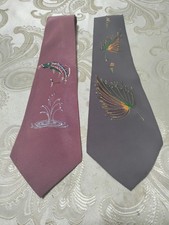 Vintage 1940s-1950s Hand Painted Swing Neckties - 262