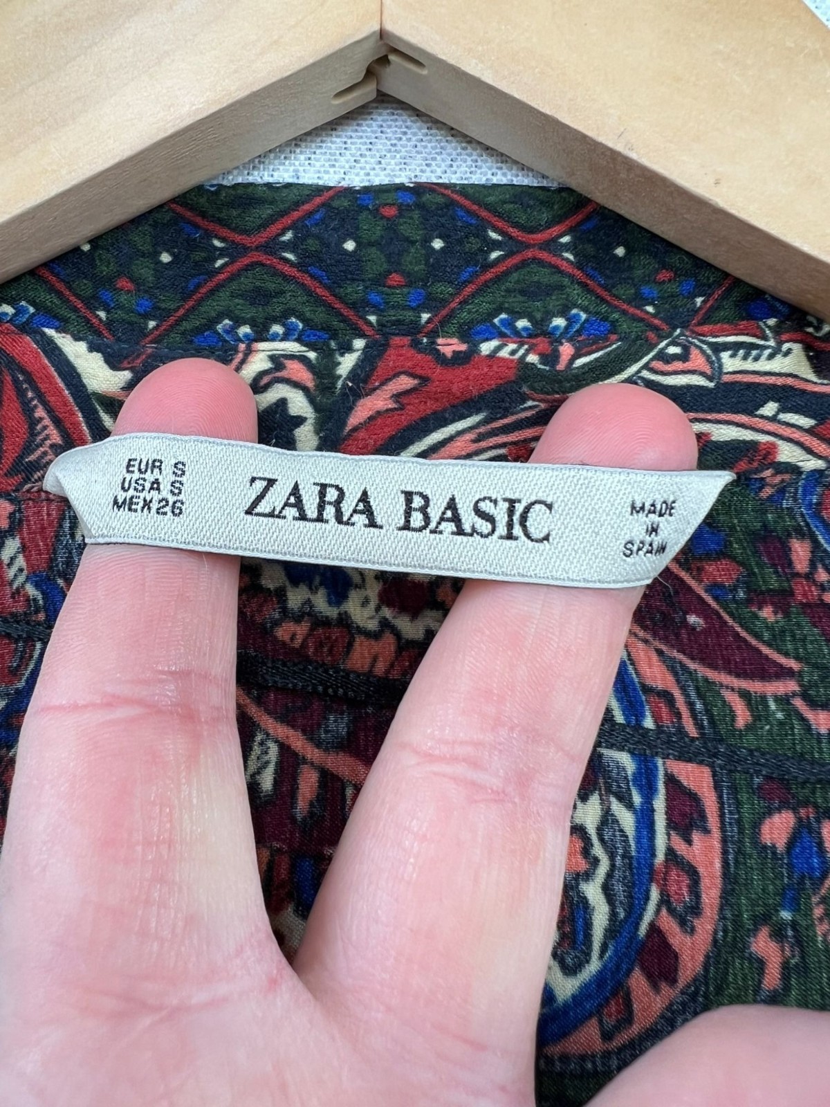 Zara Basic Womens Button Front Boho Blouse Long S… - image 3