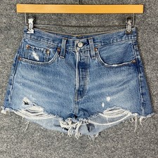 Levi's 501 Original Cutoff Shorts Womens W27 Distressed Denim