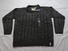 Weatherproof Vintage Men's Cable Knit Button Mock Neck Sweater CD4 Charcoal XL
