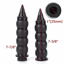 1" Motorcycle Spike Black Hand Grips For Harley Chopper Bobber Cruiser Sportster