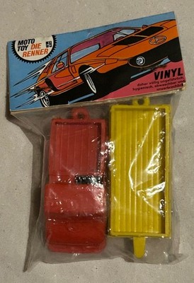 NP MOTOTOY * NEW IN BAG * MB UNIMOG & HÄNGER * ROT/GELB  * GUMMIAUTO TOMTE