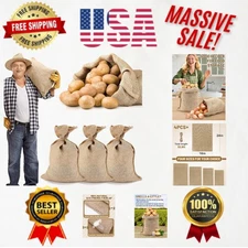 Reusable 16"x24" Burlap Potato Sacks – Set of 4 Ideal for Veggies & Gardening