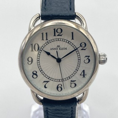 Anne Klein Women's Watch 33mm Silver Tone Easy Reader Leather New Battery 8''