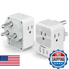 US to India Plug Adapter 2 Pack, TESSAN Type D Travel Adapter with 4 AC Outlets