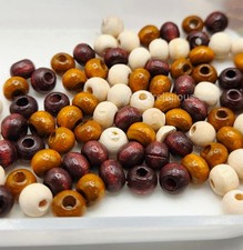 6mm, Round Wooden Beads, Warm Colors, 100 Pieces