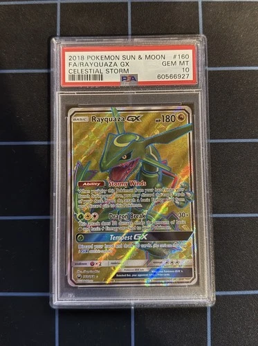 2018 Pokemon Sun & Moon Rayquaza GX Full Art PSA 10 Celestial Storm 160