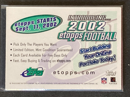 Promo Topps ETopps Tom Brady 2002 - Spedizione PWE .95! - Foto 2 di 2