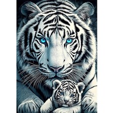 White Tiger Diamond Painting Kits for Adults, 5D Diamond Painting Animal Diam...