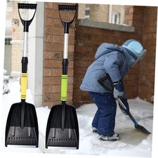 2PCS Adjustable Kids Snow Shovel, Detachable Digging Snow Yellow & Green