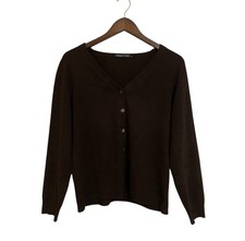 Woolovers Merino Wool and Cashmere Brown Cardigan Large V Neck
