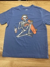 Wonder Nation Boys Skeleton T-Shirt Cotton Blend SZ XL 14-16 Blue Short Sleeve