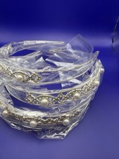 3 Pcs Geometric Pearl Rhinestone Tiara Headband Set Silver Bridal Prom Crown