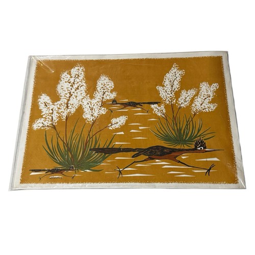 Vintage MCM Roadrunner Bird PAPER Placemats Artist Barker Set Of 16 Sealed