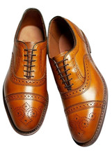 Handmade Brown Genuine Leather Oxford Lace Up Cap Toe Dress Office Shoes For Men