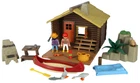 Vintage Geobra Playmobil 3826 Rare Sportsman Fishing Camping Cabin, Incomplete