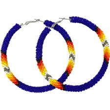 Handmade beaded Deep Blue Lever back Hoops