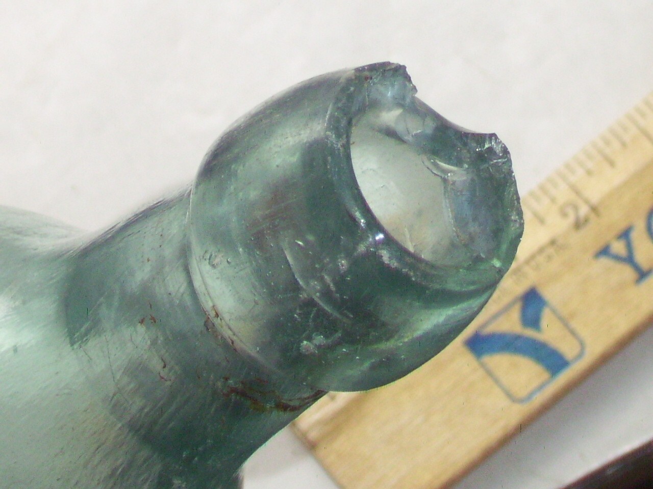 Vintage blue embossed  E. Marsili Harrisburg, Pa. affixed blob top glass bottle