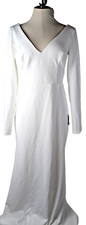 Lulus Women White Classic V-neck Long Sleeve Maxi Dress Size L New w/Tags