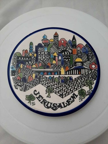 Vintage Jerusalem Souvenir Fliese Porzellan Untersetzer Teller - Bild 1 von 7