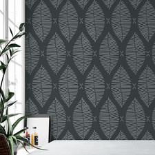 Hand Drawn Leaves Pattern Wall Stencil - Durable Reusable Mylar Stencils