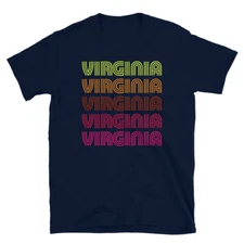 Retro State of Virginia Inline Font Disco Neon Short-Sleeve Unisex T-Shirt