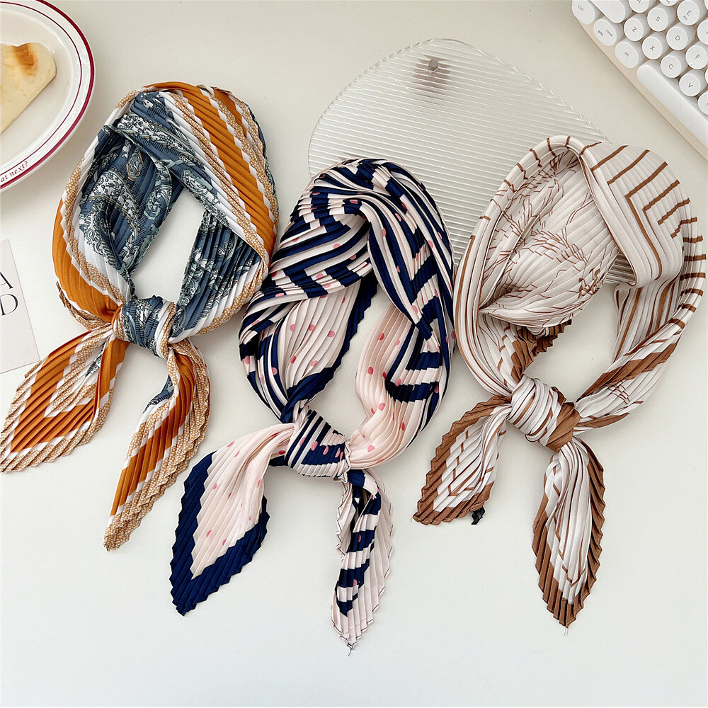 Satin hijab headscarf crinkle hairband elegant all-match DIY wrap