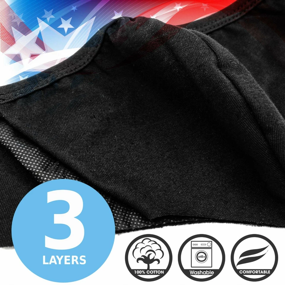 Black Unisex Face Mask Reusable Washable Cover Masks Fashion Cloth Men Women USA - Image 4 of 4