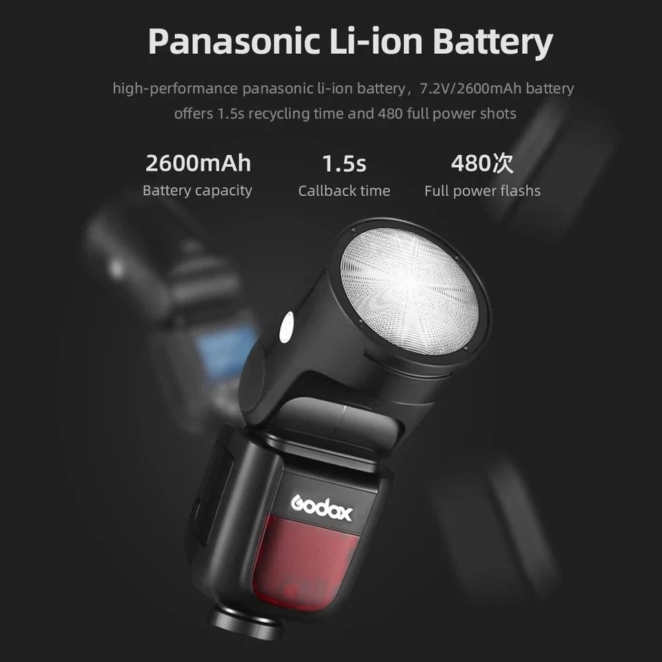 Godox V1S Kamera Flash Auf-Kamera Blitzgerät Runde Kopf Flash-LED-Licht für Sony - Bild 4 von 4