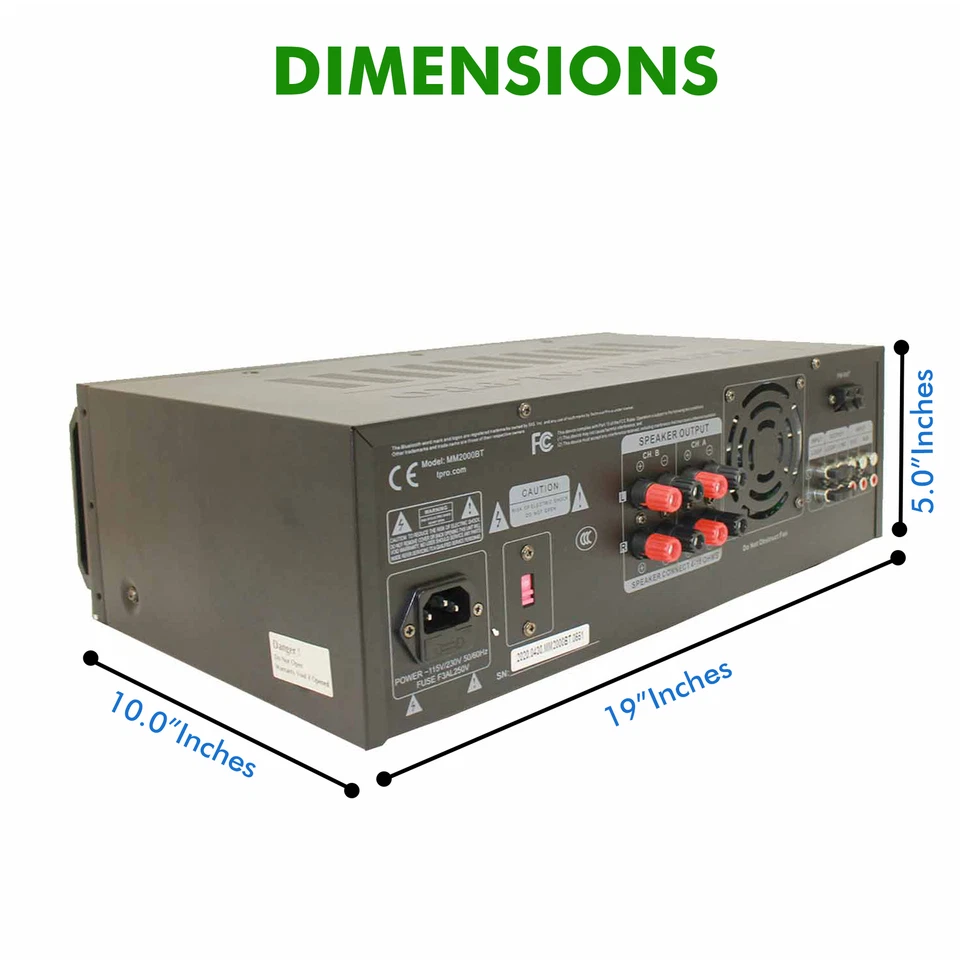 New Technical Pro 2000 Watt DJ Karaoke Mixer & Amplifier with Built-in Bluetooth - Image 2 of 4