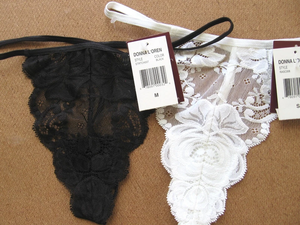 A558 Donna L'oren NEW Women's Sheer Embroidered Floral Lace Panel G-String Thong - Image 4 of 4