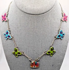 Claire’s Disney's Encanto 6 Butterflies & 1 Village Enameled Charms Necklace EUC