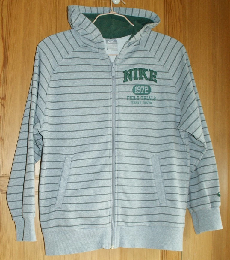 VESTE SURVETEMENT A CAPUCHE Marque NIKE taille 12 13 ans Gris rayé manches longu - Photo 1/4