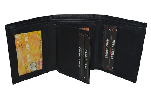 BLACK FRIDAY SPECIAL - Herren-Geldbörse mit Dreifachfaltung und Mittelklappe Schwarz Braun Hellbraun - Bild 1 von 15