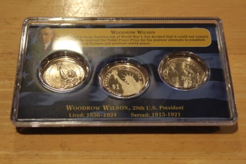Woodrow Wilson Presidential 3 Coin Set First Day of Issue Proof Uncirculated - Picture 2 of 2