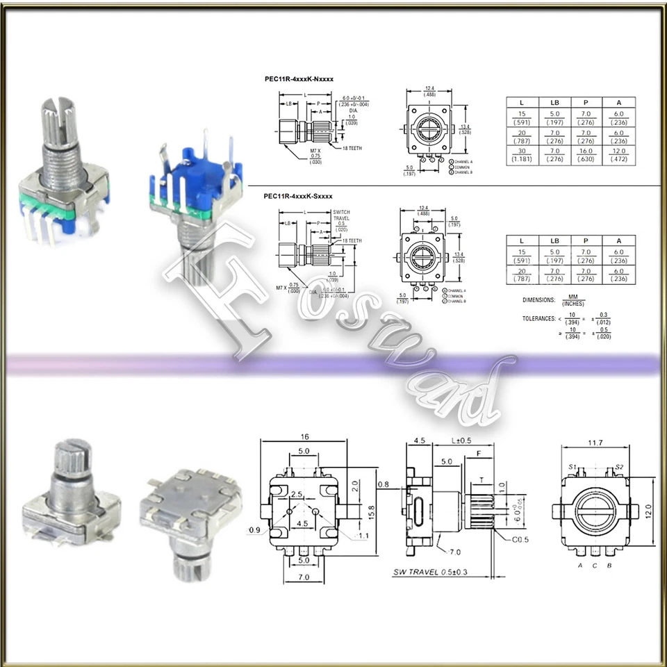 EC11 Drehgeber mit Druck-Taster Dreh-Kodierer Drehencoder 15/20mm Rotary Encoder - Bild 3 von 3