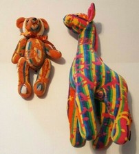 Rare Japanese Orunet Santa Maria 18" Giraffe  11" Bear Towel Stuffed Animals