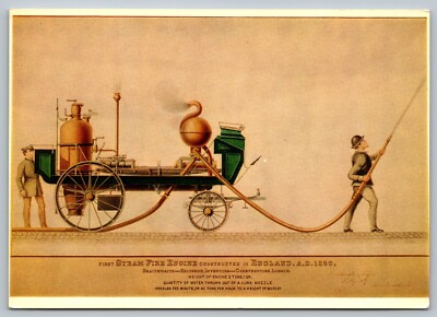 Postcard First Steam Fire Engine 1830 Braithwaite and Ericssons Engine Fire Dept