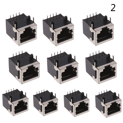 10PCS RJ45 Metal 8 Pin Female PCB Right Angle Board Jack Connector 8P8 WF - Afbeelding 13 van 14