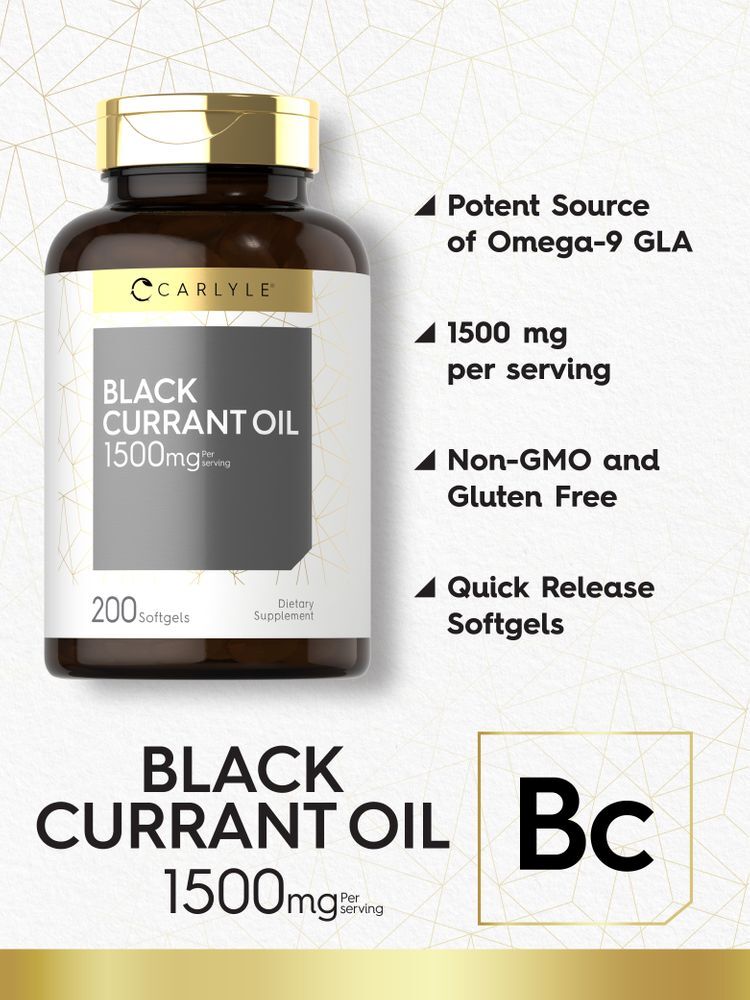 Black Currant Seed Oil 1500mg 200 Softgels NonGMO by Carlyle