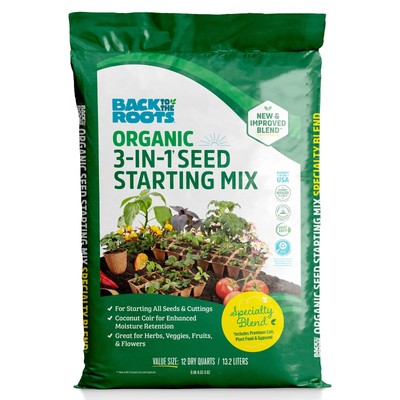 Back to the Roots Nat and Organic 3-in-1 Seed Starting Mix, Premium Blend 12qt