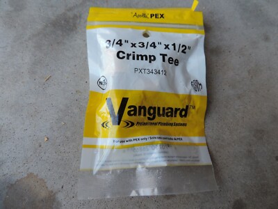 vanguard pex PXT343412 3/4'' X 3/4'' X 1/2'' crimp tee
