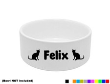 2x PERSONALISED CAT BOWL STICKER DISH CUSTOM PET KITTEN FOOD WATER TREAT