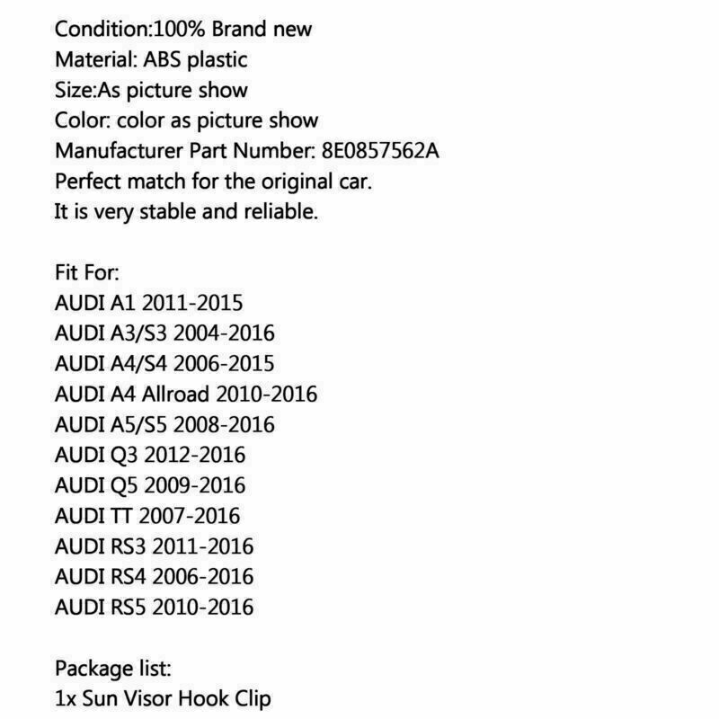 Interior Sun Visor Hook Clip Snap For Audi A3 A4 A5 Q5 A7 B6 B7 B8 S4 S5 TT 2PC - View #12