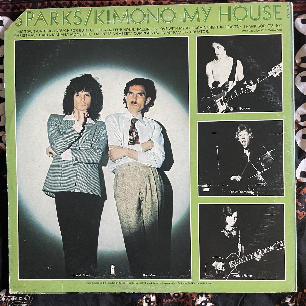 Sparks ‎– Kimono My House 1974 Island ILPS 9272 VG+ Vinyl