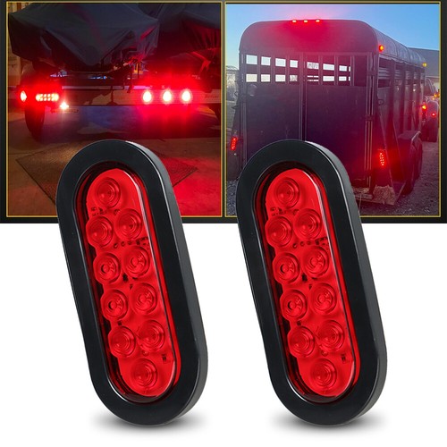 2 Pcs Trailer Truck LED Sealed RED 6" Oval Stop/Tu... – Grandado - Foto 12