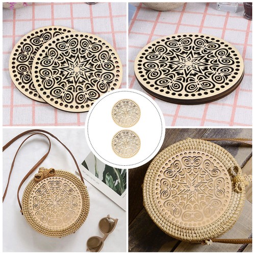 Set of 3 Miss Bag Bottoms Crochet Handmade Handbag Bases DIY Wooden - Foto 12 di 12