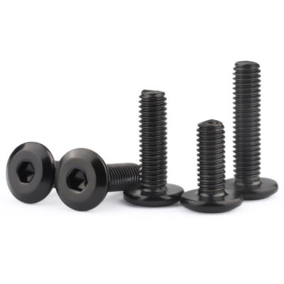  Black Steel M5 M6 M8 Furniture Connector Bolts Hex Flat Head Allen Screws