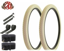 ALTA BICYCLE WIRE BEAD CRUISER TIRES 26x 2.125 CREAM HEAVY DUTY DIAMOND 8pc SET.