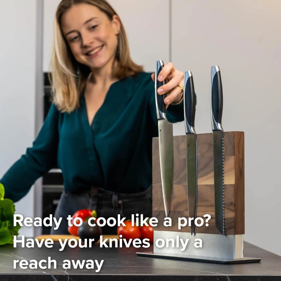 Double Sided Magnetic Wooden Knife Holder - Knife Holder without Knives (Walnut) - Image 3 of 4